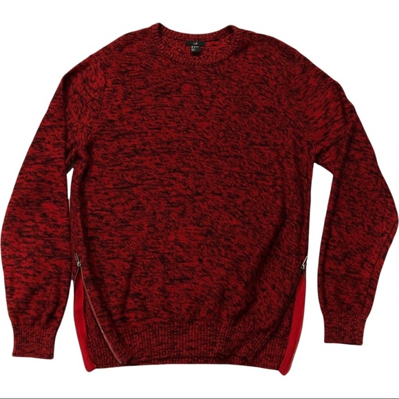 H&M Knit Sweater Red & Black with Side Zippers Size L NWOT - Picture 2 of 8